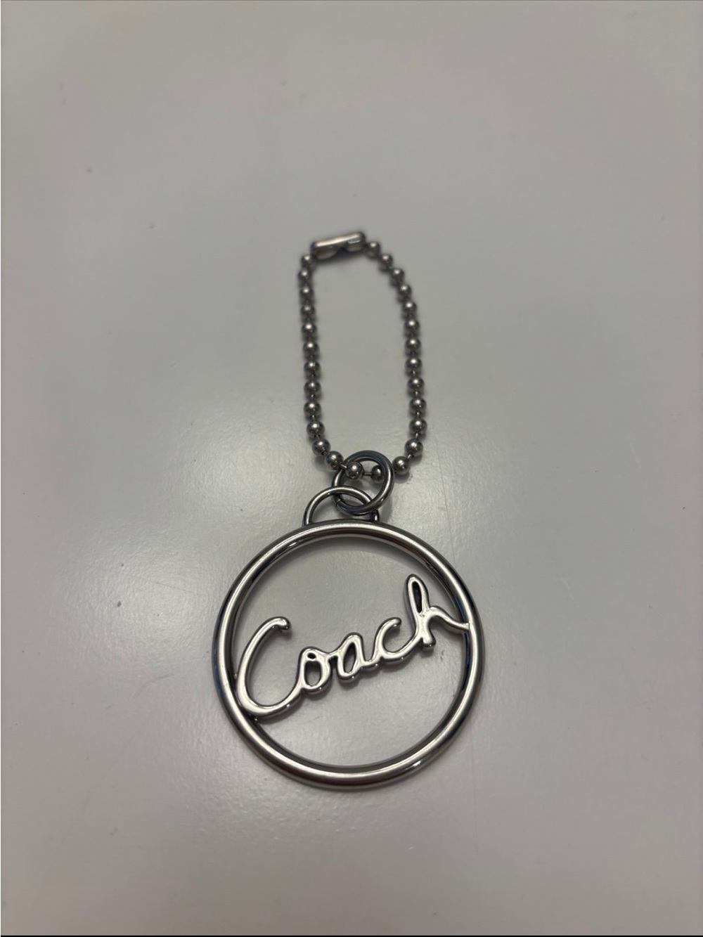 Coach Silver Script Circle Keychain - Picture 2 of 7